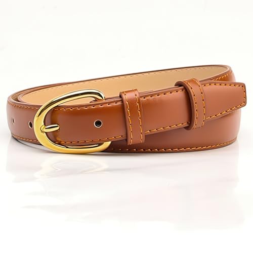 Women Skinny PU Leather Belt Ladies Thin Leather Plus Size Waist Belt for Jeans Dress with Gold Buckle4