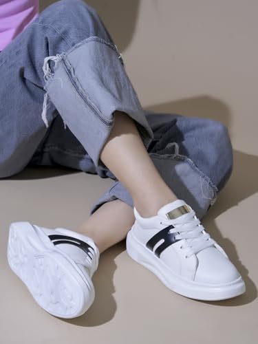 Image of Longwalk White Sneakers for Women & Girls | Trendy & Lightweight Casual Shoes