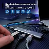 Ewent Hub USB-C 4 porty USB-A 3.2 Gen1, 5 Gb/s, adapter USB-C na wiele USB z 1 portem USB 3.2 + 3 USB 2.0, aluminium premium, kabel 15 cm, kompatybilny z MacBookiem, laptopem, Windowsem, MacOS, Linux