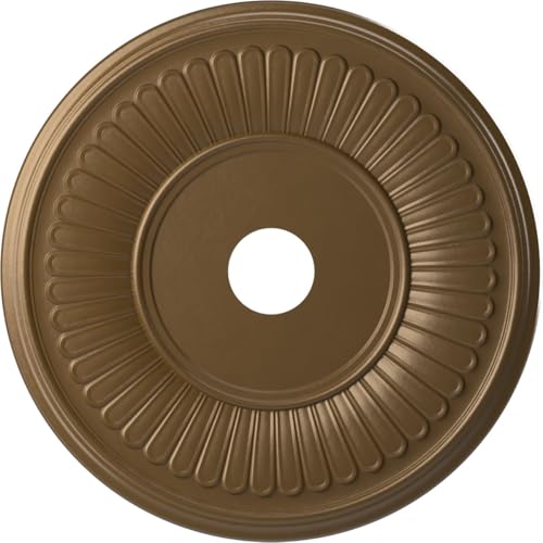 Image of Ekena Millwork CMP22BECCB Berkshire Thermoformed PVC Ceiling Medallion (Fits Canopies up to 10 1 /8 inch), 22 inchOD x 3 1 /2 inchID x 1 inchP, Metallic Champagne Bronze