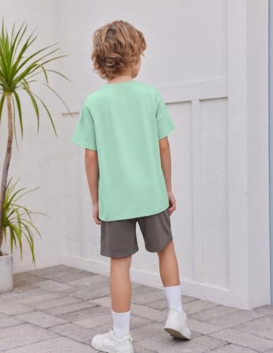 Image of Arshiner Boy's Textured Button Up Shirt and Shorts Set 2 Piece Summer Beach Outfit for 5~12 Years Kids