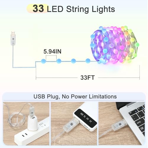 KepStars 16.5ft Star String Lights, 33 LED RGB Color Changing String Fairy Lights, Smart APP & IR Remote Control, 200+ Scene Modes for Bedroom Backdrop Indoor Outdoor Christmas Decorations by KepStars - Image 6
