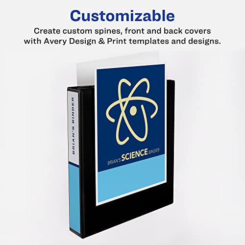 Image of Avery Two-Tone Durable View 3 Ring Binder, 1.5 Inch Slant Rings, White /Black Binder (17287)