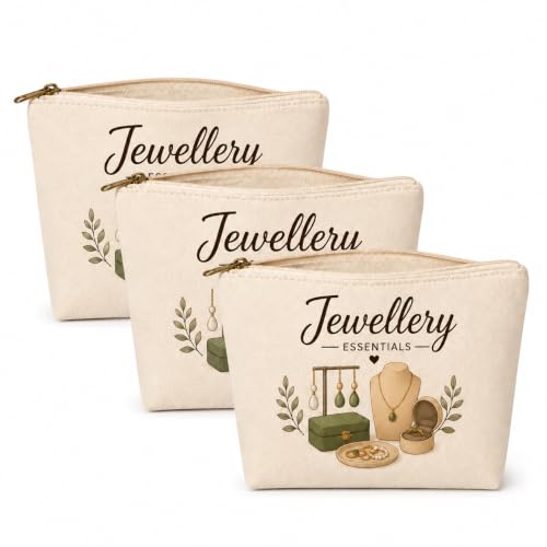 Image of DRUDRAYA Canvas Jewellery Pouch | Printed Storage Zipper Bag (Pack of 3)