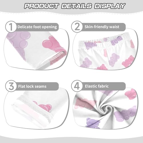 Colorful Gummy Bears Girls Leggings,Workout Leggings for Girls Toddler Athletic Leggings Size for 3-10T3