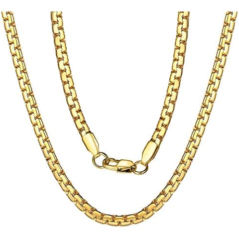 DAYA EMPIRE Men Women Gold Box Round Roll Chain strong solid 18k lobster clasp 3MM Necklace Thin for Charms (20.00) Cover