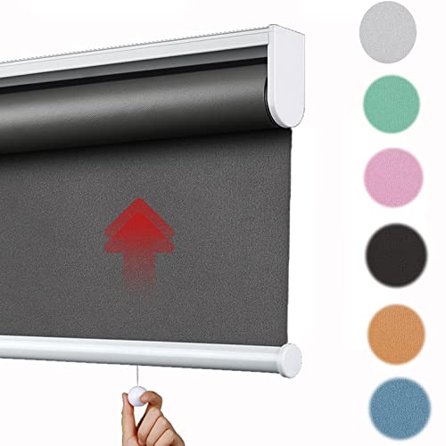 Blackout Cordless Roller Shade Automatic Spring Loaded Roller Blind UV Protection Waterproof 60% Shading Curtain for Office/Home Customized (W140xH160cm(55x63in))