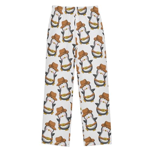 visesunny Boys' Pants Penguin Cowboy Soft Long Bottoms Elastic Waist Trousers Sweatpants with Pockets L