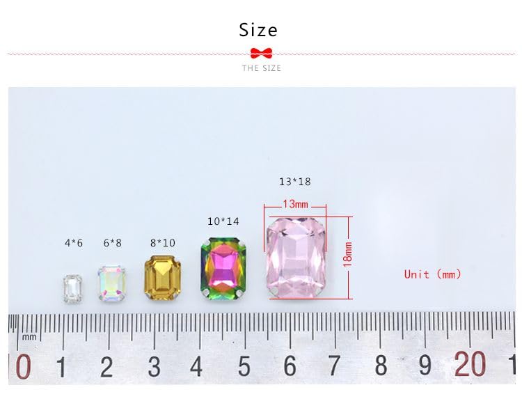 All-Size 24- Colors Flatback Rectangle Sew On Strass Glass Gemstone Sewing Crystal Rhinestone Gold Claw Button For Wedding Dress - (Color: Coffee/Size: 12Pcs 13X18Mm)