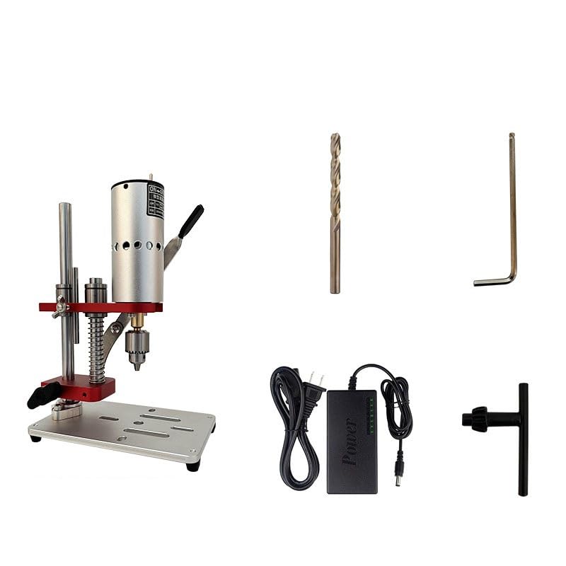 DDRROJFRS Mini taladro eléctrico doméstico, taladro de mesa pequeño de precisión con velocidad variable de CC.(JT0 Chuck Standard Version)