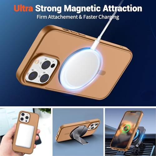 Image of SUPFINE Magnetic for iPhone 13 Pro Case (Compatible with MagSafe) (Military Grade Drop Protection) Slim Translucent Matte Shockproof with Anti-Fingerprint Phone Case,Brown