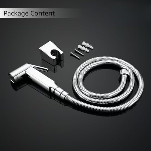 Image of ABS Health Faucet with 1 Meter Flexible Hose Pipe and Wall Hook, Chrome Finish (Jet Spray for Toilet) (Set of 1)