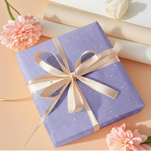 Image of Purple Glitter Tissue Paper for Gift Bags 36 Sheets 14x20 Inch - Recyclable Wrapping Paper for Weddings, Birthdays, Party & Festival Decorations DIY Craft Supplies