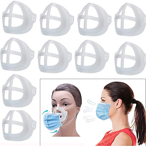 [10 unidades] 3D soporte facial soporte nasal, soporte de cara interior, soporte de cara reutilizable, protector de lápiz labial para adultos, transparente (forma de cruz (1))