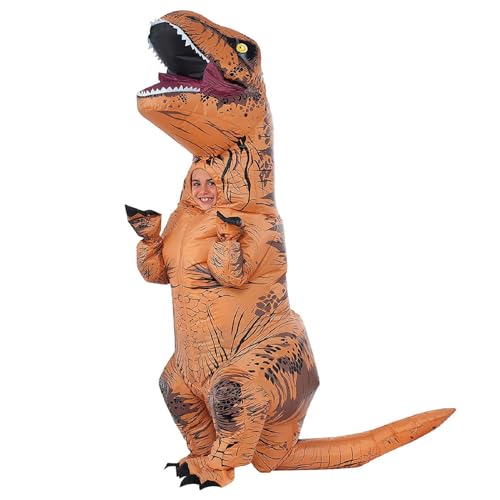 AirSuit® Fantasia insuflável XXL T-Rex para crianças, tamanho 120 a 150 cm, disfarce de dinossauro, fabricado em poliéster de alta resistência, sistema insuflável incluído, original Cup®