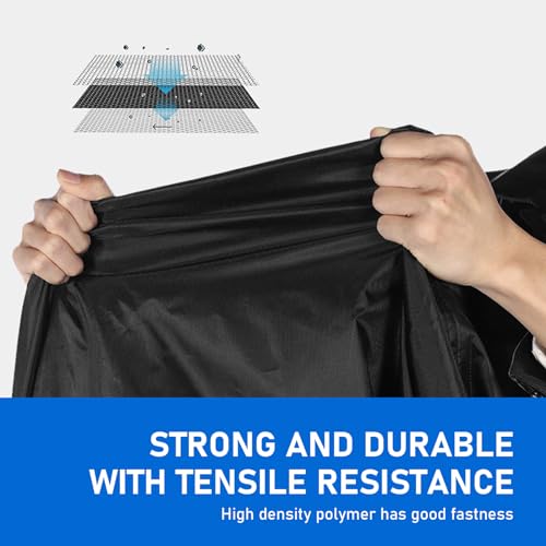 jokormo 1 PC Motorcycle Cover with Lock-Holes, Waterproof Outdoor Motorbike Full Cover Accessories with Storage Bag, Universal Foldable Durable Motorcycle Protective Cover Replacement (Black)