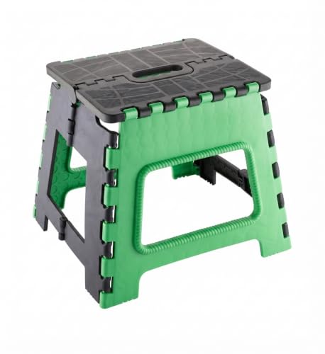 Image of 12 Inch Portable Plastic Folding Step Stool | 90kg Capacity | Anti-Slip Rubber Feet | Safe for Kids & Adults | Lightweight | Kitchen Bathroom Travel Garden Stool (Multi, Pack of 1)
