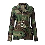 Novaorily Women 2024 Fall Winter Oversized Camo Jean Blazer Jacket Long Sleeve Camouflage Denim Tops Fashion Trench Coats