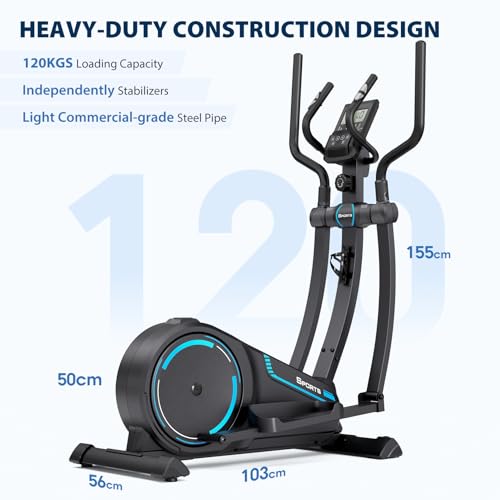 Dripex Elliptical Cross Trainer For Home, Ultra Quiet Magnetic Elliptical Machine w/16 Levels Resistance, 8KG Flywheel, 15.3IN Stride, Multifunctional LCD Monitor, Pulse Sensor, Device Holder - Image 5