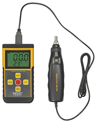 Cyfrowy miernik wibracji z 2 zewnętrznymi sondami, z magnesem, w tym miernikiem temperatury, instrukcja obsługi (1 x 9 V 6LR61) bateria alkaliczna Mangan IATA DGR A123 "Not Restricted"