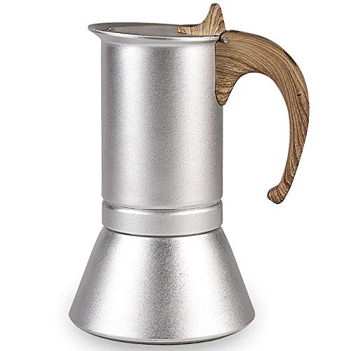 elabo Stovetop Espreeso Machine and Moka Pot for Gas or Electric Ceramic Stovetop Italian Espresso Coffee Shot Maker for Italian Espresso Cappuccino and Latte 6 Cups