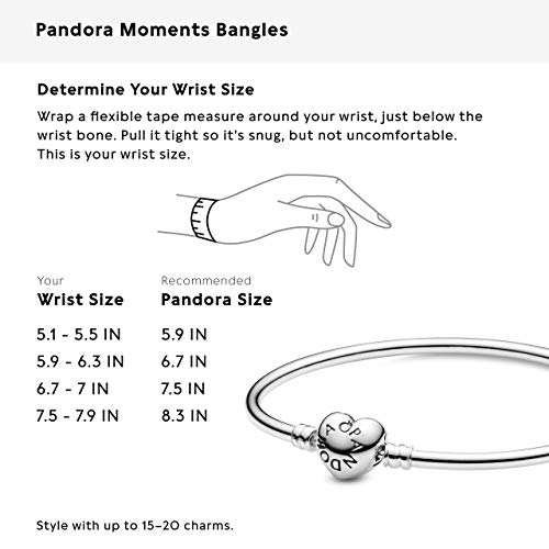 Pandora Jewelry Bangle with Heart Clasp - Compatible Moments Charms - Gift for Her - Sterling Silver Bracelet - With Gift Box 7