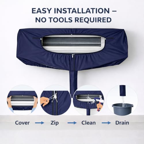 Image of Polyester Waterproof Split AC Indoor Unit Wash Cleaning Bag Cover | Reusable AC Service Cover for Coil Cleaning, Dust & Splash Protection (Parachute Fabric, 52)