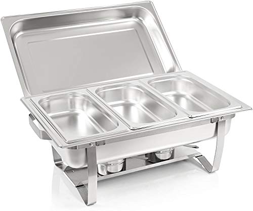 Bc-elec - F433-3 Speisenwärmer Buffetwärmer 3x GN1/3 bain marie mit Deckel, 60x37x29cm