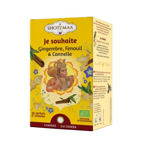 Bio-Kräutertee & Bio-Tee Je Souhaite Chakra-Serie – Belebender Ingwer, süßer Fenchel und wärmender Zimt – Entspannungsmoment nach dem Essen