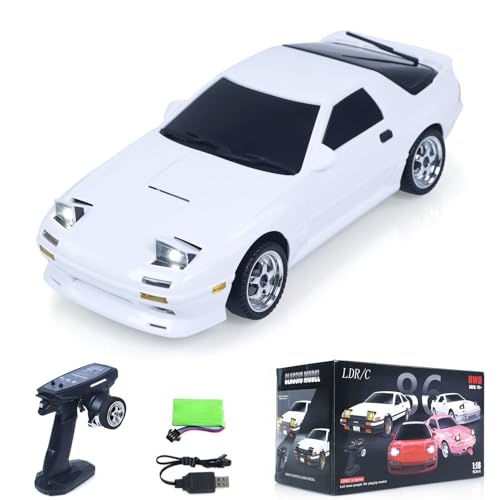 Image of US in Stock, LDRC 1 /18 Rx7 RC Racing Car RWD Gyroscope Wireless Control Drift Vehicles LD1802 Light System Motor Servo ESC for Hobby Grade Model, Birthday Gift(White)