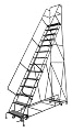 Tri-Arc KDED114246 14-Step All-Directional Steel Rolling Industrial & Warehouse Ladder with Perforated Tread, 24-Inch Wide Steps