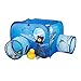 Relaxdays Tenda Giocattolo Pop Up Con 2 Tunnel Per Bambini, Squali, Casetta Bimbi, Per Esterni, HLP: 80x140x140cm, Blu