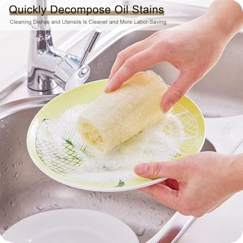 Natürlicher Luffa Schwamm 5 Stück, 12 cm Körperpeeling & Duschschwamm - Sanfter Exfoliator für Gesicht und Körper, Ideal auch als Robustes Spültuch für Küche