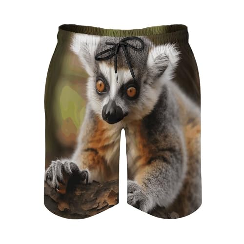 Monkey Lemur Cute Mens Swim Trunks Quick Dry Hawaii Bathing Suit Board Shorts with Mesh Lining-2