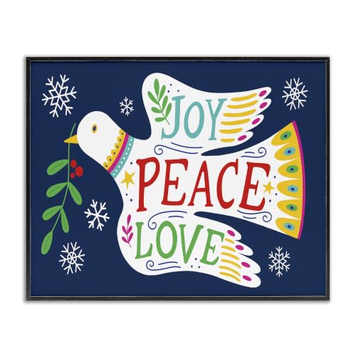 'Joy Peace Love Dove Holly Sprig'| Framed Giclee Art