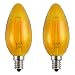 2-Pack Luxrite Straight Tip/Torpedo Style Yellow LED Bulb, 4W Filament Bulb, 350 Lumens, E12 Base, UL Listed, 15,000 Hours Life, Great For Any Decoration and Holiday Lights