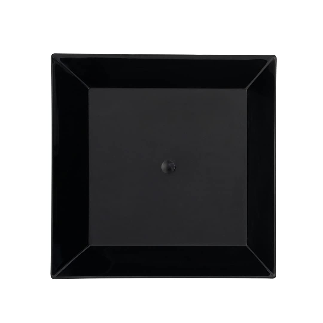 Square Black Plastic Small Modern Plate - 4" x 4" x 1/2" - 100 count box
