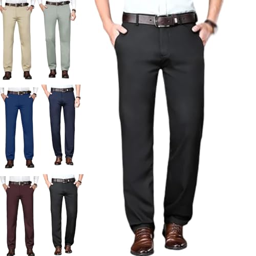 Silamone Timeless Stretch Pants, Timelessflex - Men's High Stretch Straight Fit Pants, Silamone Straight Fit Trousers