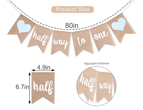 Heart Half Way To One Banner, It's my 1/2 Birthday Party Decorations by LINGANA - Used condition - Image 8
