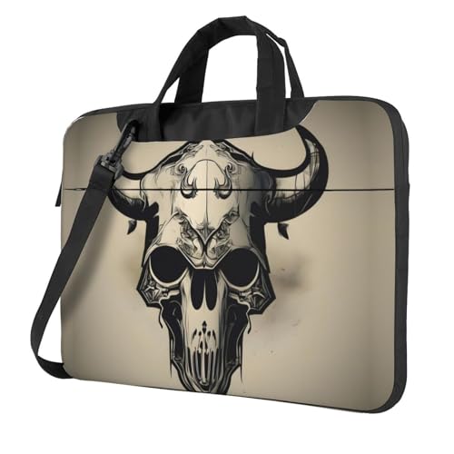 Protéger son ordinateur portable 14" des chocs grâce à cette housse noire à bandoulière crâne