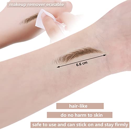 Blulu 18 Sheets 180 Pair 4d Hair Like Waterproof Eyebrow Tattoos Stickers Faux Eyebrow Transfers Sticker Temporary Brow Tattoo Peel off Grooming Shaping Decal in Arch Style for Women(Brown)