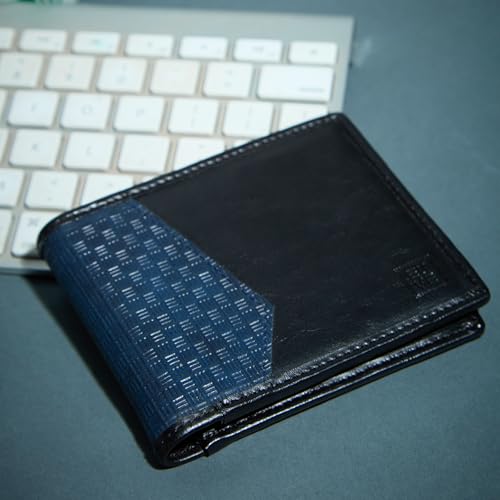 Image of EUME Nova Wallet for Men, Charcoal Blue | Slim Bifold Premium Vegan Leather | 6 Card Slots, 2 Compartments, 2 Slip Pockets | Stylish & Durable Men Wallet | Perfect for Everyday Use