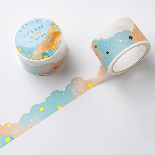 3m*2.5cm Gradient Clouds Washi Tapes DIY Scrapbooking Journal Planner Diary Stickers Cute Masking Tape (Green)