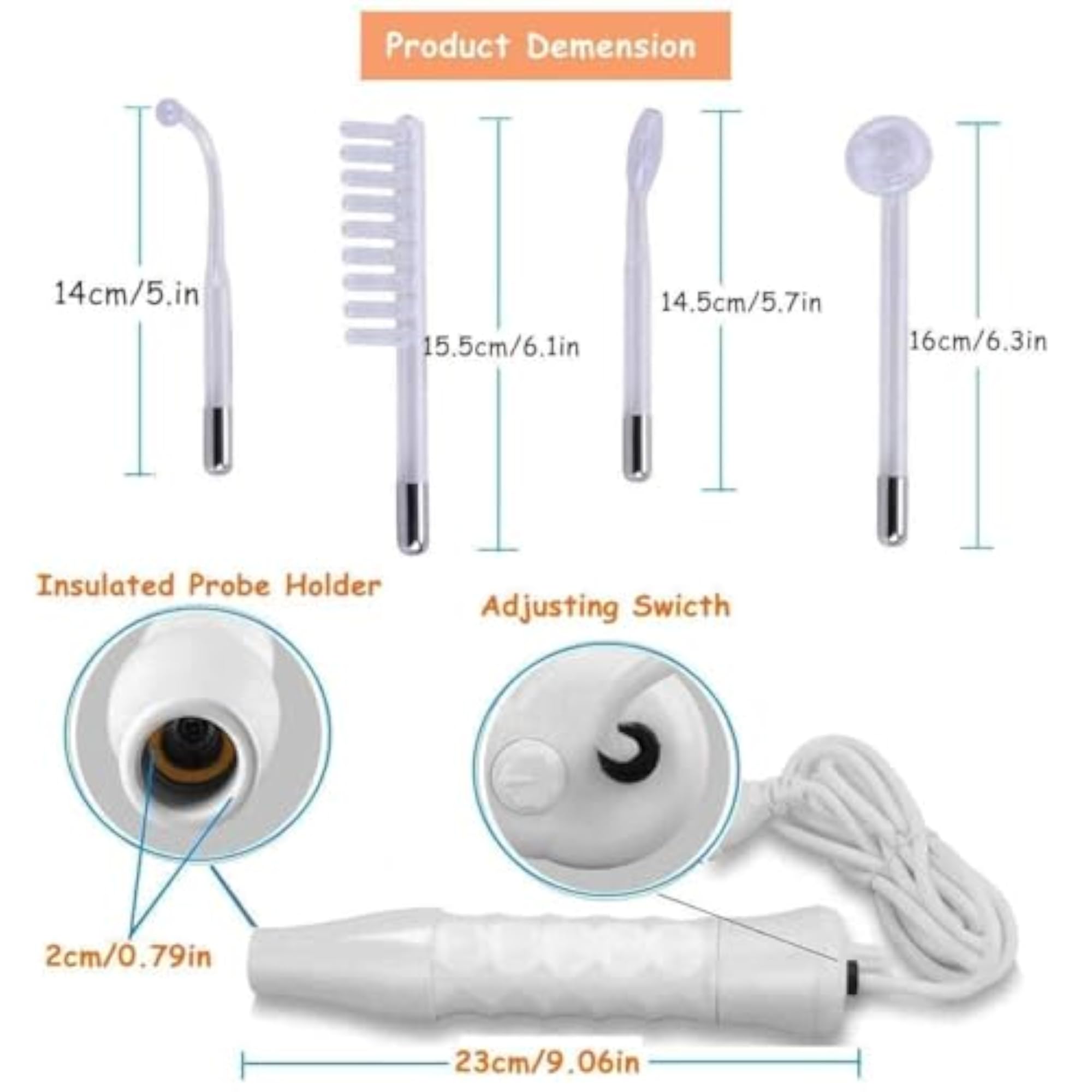 Portable Electric High Frequency Therapy Device, Handheld Comb