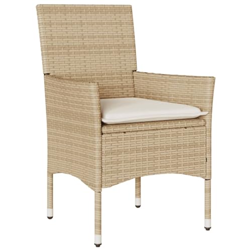 Chaises de jardin confortables avec coussins en résine beige x2 - 6