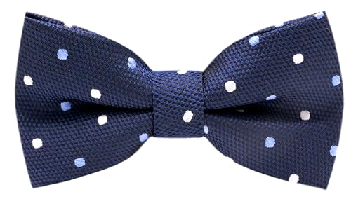Carahere Boys Handmade Pre-Tied Classic Polka Dot Bow Ties Deep Blue