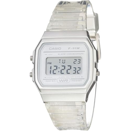 Casio F91W Series Women's Digital Watch w/ Clear Strap - image 1