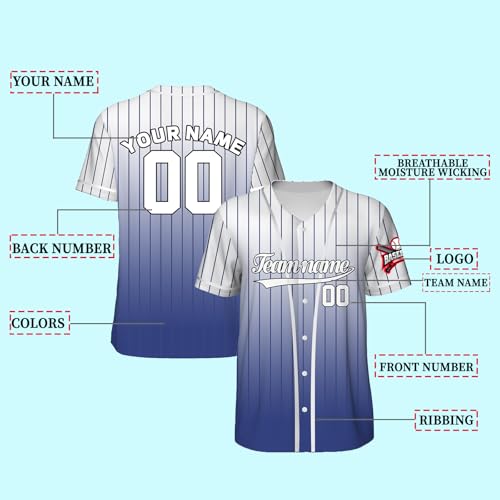 Custom Baseball Jersey Customize Personalized Baseball Jersey Customized Baseball Shirt Customizable Jersey for Women Men miniatura 2