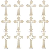 Kathfly 24 Pcs Easter Wooden Crosses for Craft Small Baptism Decor Catholic Rustic Unfinished Standing Cross for Centerpieces Easter Decor Table First Communion, 3 Styles, 6.7 x 4.3 Inches(Wood)