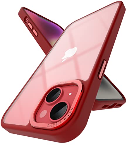 Image of Vaku Luxos Trans Armor for iPhone 14 Plus Cover Case, 6 Feet Drop, Metal Ring Camera Protection, Shockproof, Scratch Resistant, Slim, Compatible with iPhone 14 Plus Back Cover - Red